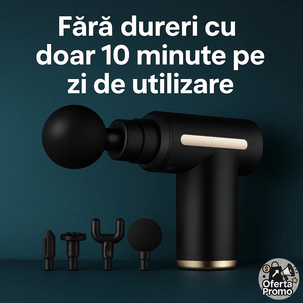 Pistol de Masaj Profesional cu 4 Capete